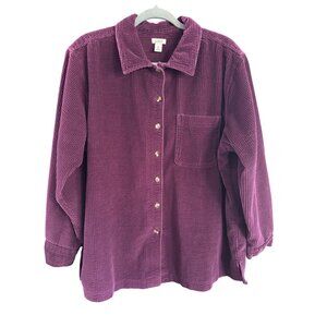 vintage corduroy shirt  LL Bean shirt wide wale purple corduroy button up